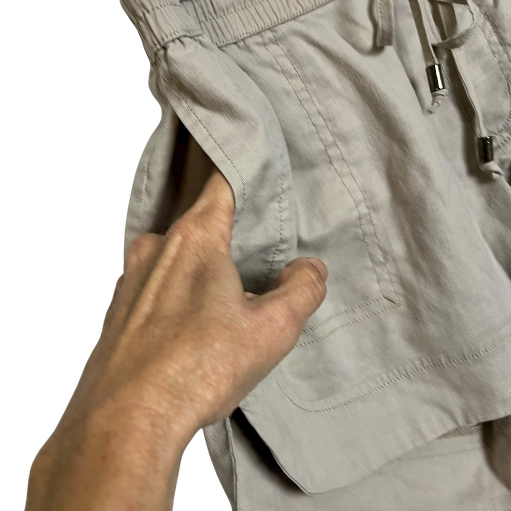 Aventura Women's XS Tan Linen‎ Blend Drawstring Waist Casual Shorts - Picture 3 of 7